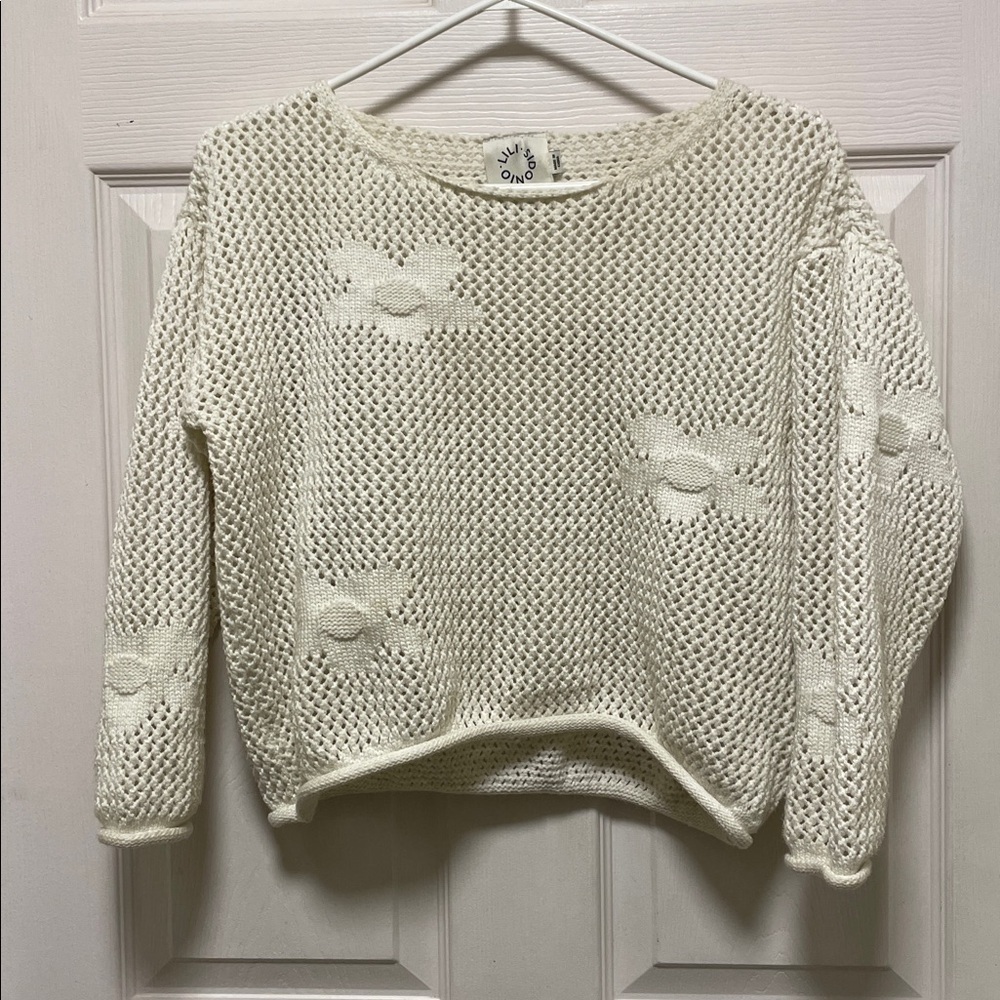 Lili Sidonio | Anthropologie | Off White |Crochet |Flowers |Knit Sweater |Size S